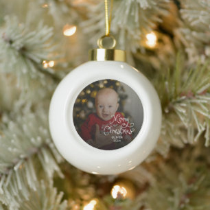 Frohe Weihnachten Baby Foto Keramik Kugel-Ornament