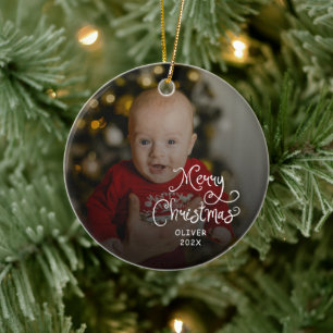 Frohe Weihnachten Baby Foto Keramik Ornament