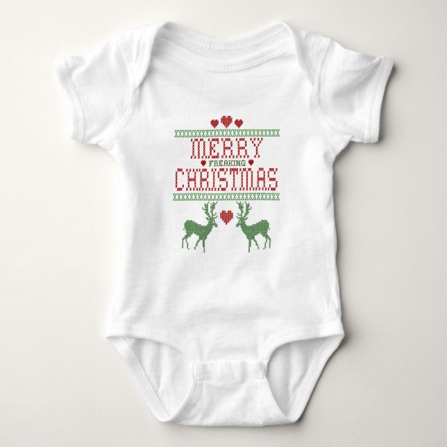 Frohe Weihnachten Baby Strampler (Vorderseite)