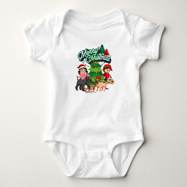 Frohe Weihnachten Baby Strampler (Vorderseite)
