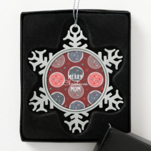 Frohe Weihnachten Bäcker Kekse Name Schneeflocken Zinn-Ornament