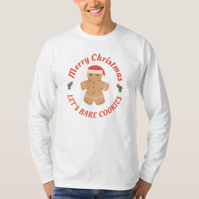 Frohe Weihnachten Bake Cookies Lebkuchen Mann T-Shirt (Vorderseite)