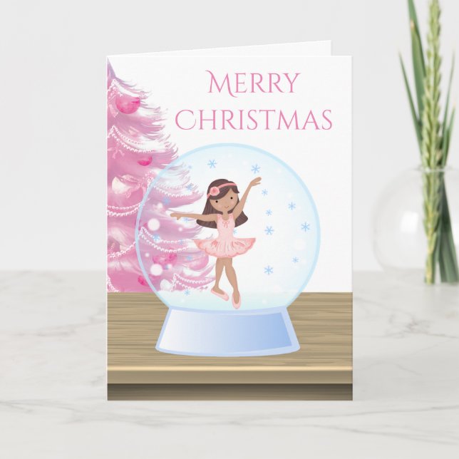 Frohe Weihnachten Ballerina Snow Globe Rosa, Weiß (Vorderseite)