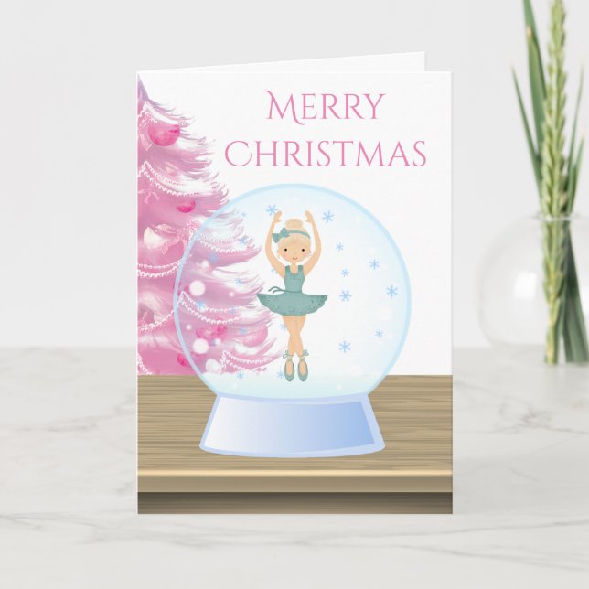 Frohe Weihnachten Ballerina Snow Globe Rosa, Weiß (Vorderseite)