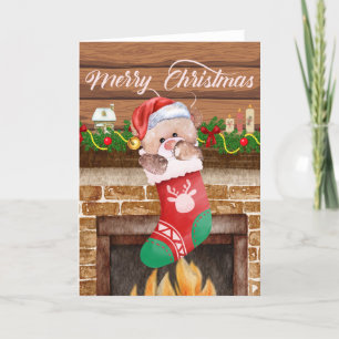 Frohe Weihnachten Bär Socken Kamin Mantel 