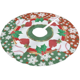 Frohe Weihnachten Baseball Liebhaber Polyester Weihnachtsbaumdecke