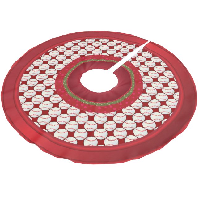 Frohe Weihnachten Baseball Liebhaber Polyester Weihnachtsbaumdecke (Schrägansicht)