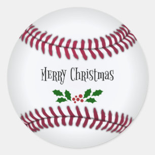 Frohe Weihnachten, Baseball-Theme-Design Runder Aufkleber