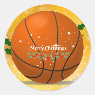 Frohe Weihnachten, Basketball Weihnachten Design Runder Aufkleber