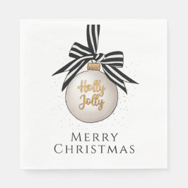 Frohe Weihnachten Bauble White Black Serviette