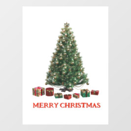 Frohe Weihnachten. Baum (Design 1) mit Geschenken Fensteraufkleber