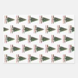 Frohe Weihnachten. Baum (Design 1) mit Geschenken Geschenkpapier Set