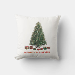 Frohe Weihnachten. Baum (Design 1) mit Geschenken Kissen