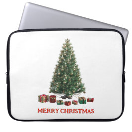 Frohe Weihnachten. Baum (Design 1) mit Geschenken Laptopschutzhülle