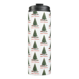 Frohe Weihnachten. Baum (Design 1) mit Geschenken Thermosbecher