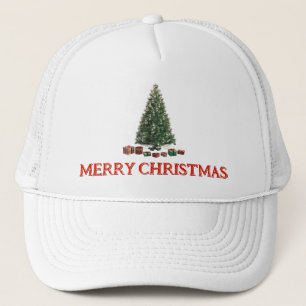 Frohe Weihnachten. Baum (Design 1) mit Geschenken Truckerkappe