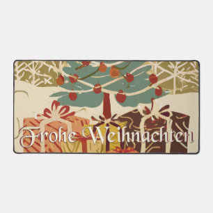 Frohe Weihnachten Baum Geschenke Retro-Stil Schreibtischunterlage
