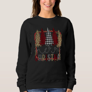 Frohe Weihnachten Baum Leopard Rot Buffalo Kariert Sweatshirt