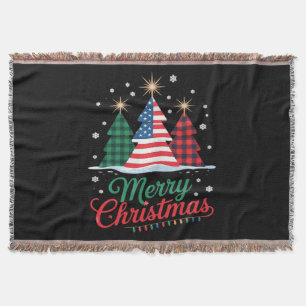 Frohe Weihnachten Baum US Flagge Santa Essential Decke