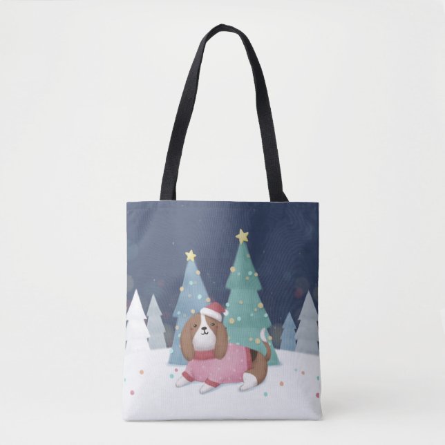 Frohe Weihnachten: Beagle Illustration Art (Vorderseite)