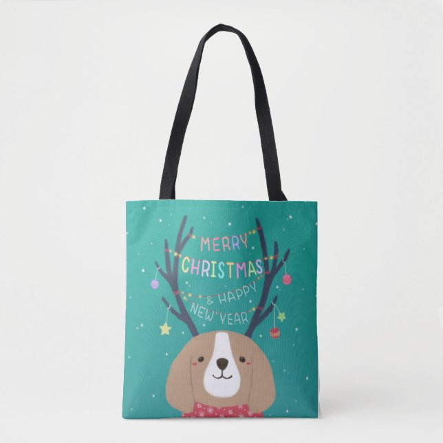 Frohe Weihnachten: Beagle Illustration Art (Vorderseite)