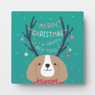 Frohe Weihnachten: Beagle Illustration Art Fotoplatte