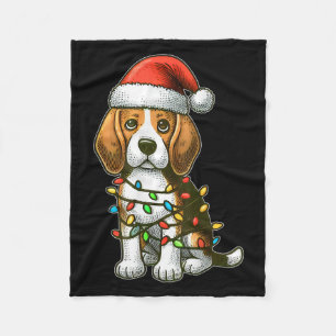 Frohe Weihnachten Beagle Santa Weihnachtslichter H Fleecedecke