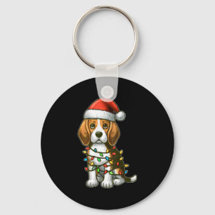 Frohe Weihnachten Beagle Santa Weihnachtslichter H Schlüsselanhänger