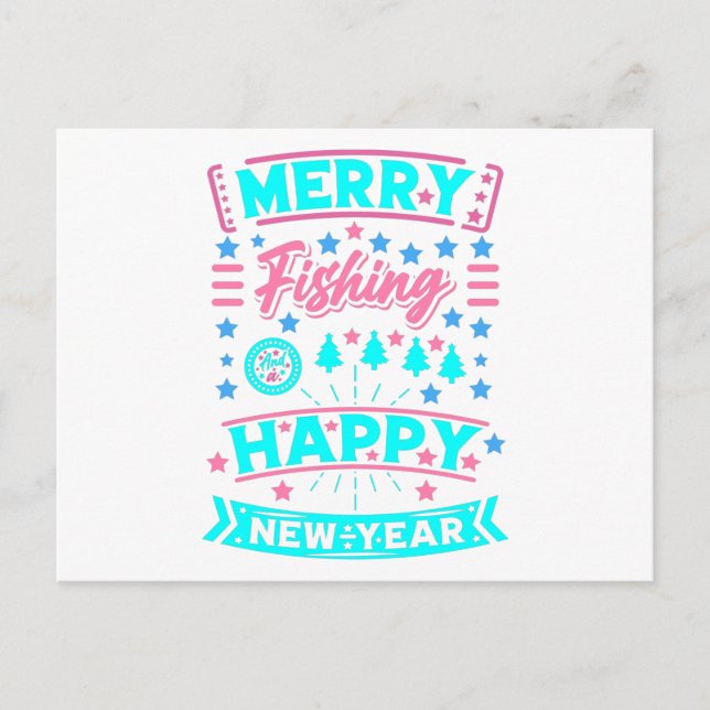 Frohe Weihnachten beim Fischfang, glückliches Neue Postkarte (Vorderseite)