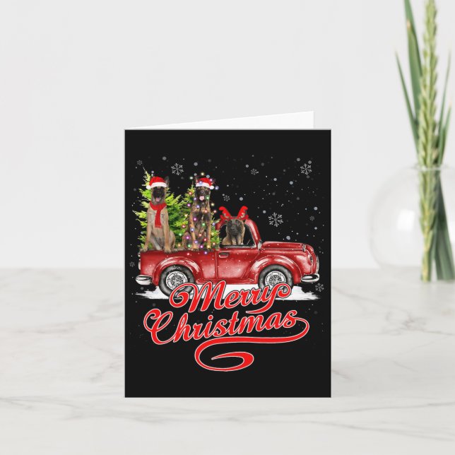 Frohe Weihnachten Belgisch Malinois Santa Reindeer Karte (Vorderseite)