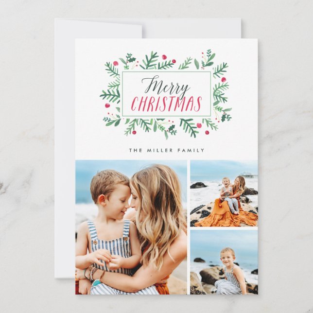 Frohe Weihnachten bemalt Botanicals 3 Foto (Vorderseite)