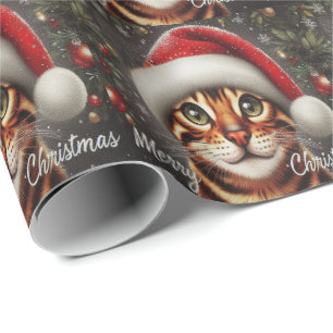 Frohe Weihnachten Bengalische Katze, Weihnachten B Geschenkpapier