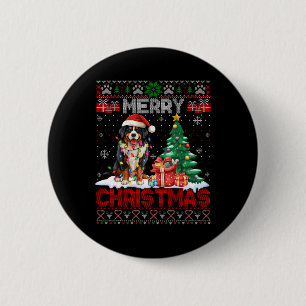 Frohe Weihnachten Bernese Mountain Dog Lover Ugly Button