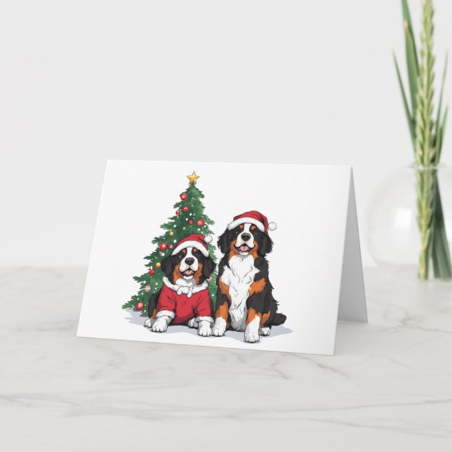 Frohe Weihnachten Bernese Mountain Hunde (Vorderseite)