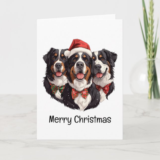 Frohe Weihnachten Bernese Mountain Hunde (Vorderseite)