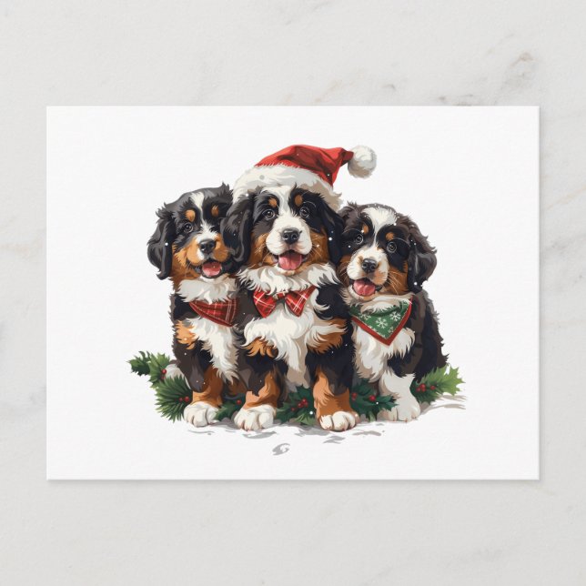 Frohe Weihnachten Bernese Mountain Hunde Postkarte (Vorderseite)