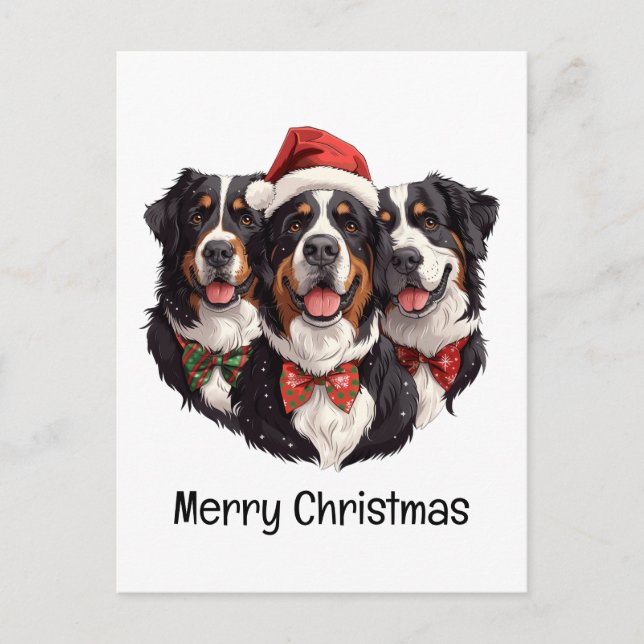 Frohe Weihnachten Bernese Mountain Hunde Postkarte (Vorderseite)