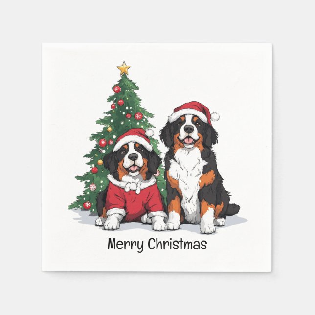 Frohe Weihnachten Bernese Mountain Hunde Serviette (Vorderseite)