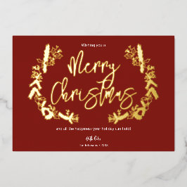 Frohe Weihnachten Berry Blätter Wreath Red Folien Feiertagskarte