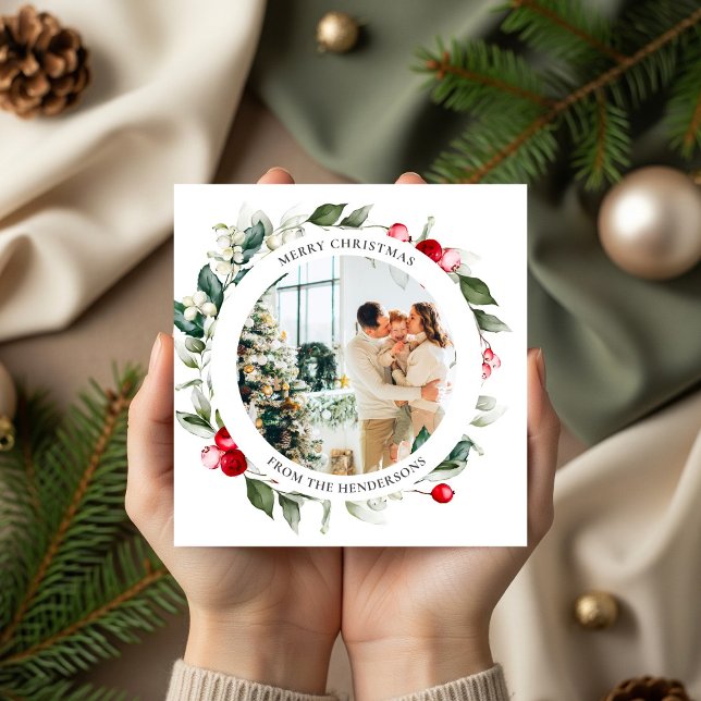 Frohe Weihnachten Berry Verlasse Foto Dreifach Gefaltete Urlaubskarte (Von Creator hochgeladen)