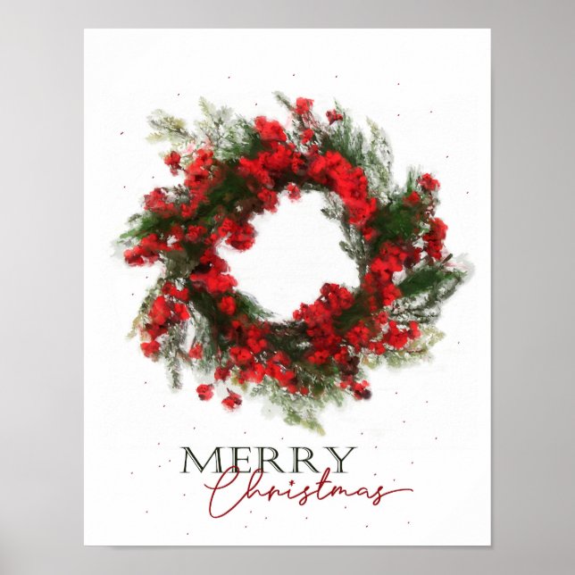 Frohe Weihnachten Berry Wreath Poster (Vorne)