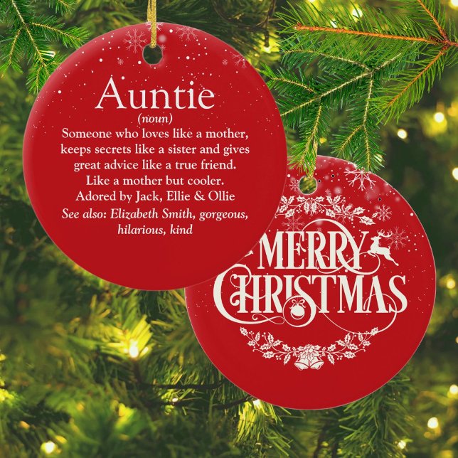 Frohe Weihnachten Beste Tante Tante Tante Definiti Keramik Ornament (Merry Christmas Best Ever Aunt Auntie Definition Ceramic Ornament)