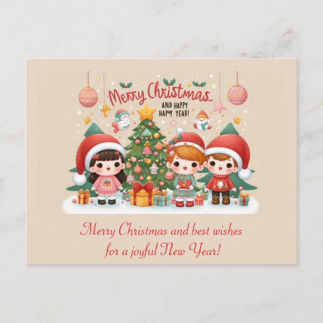 Frohe Weihnachten beste Wünsche Postkarte (Vorderseite)