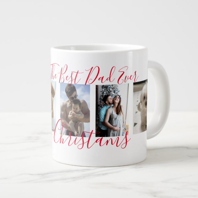 Frohe Weihnachten Bester Vater je 5 Foto Collage Jumbo-Tasse (Vorderseite Rechts)