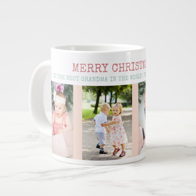 Frohe Weihnachten Bestes Oma in World 4 Foto Jumbo-Tasse (Vorderseite Links)