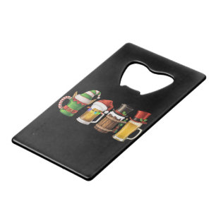 Frohe Weihnachten Biertrinkender Weihnachtsmann Bi Geldbeutel Flaschenöffner