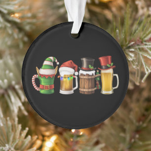 Frohe Weihnachten Biertrinkender Weihnachtsmann Bi Ornament