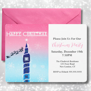 Frohe Weihnachten Big Ben mit Santa Einladung
