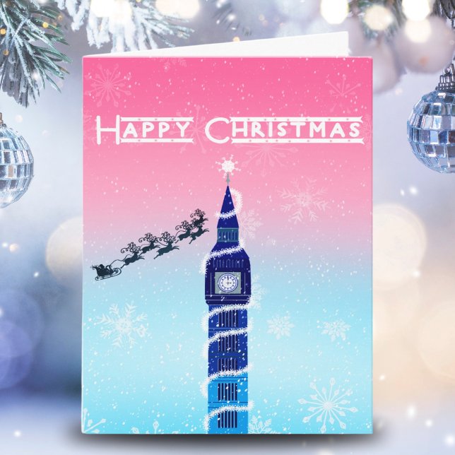 Frohe Weihnachten Big Ben mit Santa Karte (Von Creator hochgeladen)
