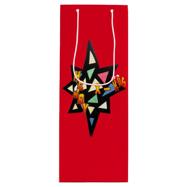 Frohe Weihnachten Big Star Cust. Weinbeutel Geschenktüte Für Weinflaschen (Vorderseite)
